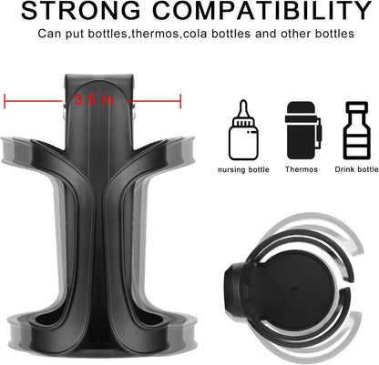 Accmor Stroller Cup Holder, Universal Cup Holder for Uppababy, Nuna, Doona Strollers, 360 ° Rotatable Bottle Holder for Stroller, Wheelchair, Walker