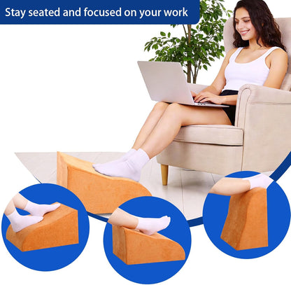 Foot Rest for Under Desk at Work, Ergonomic Under Desk Footrest with Washable Cover for Office, Home & Gaming Leg Elevation Pillow Blue