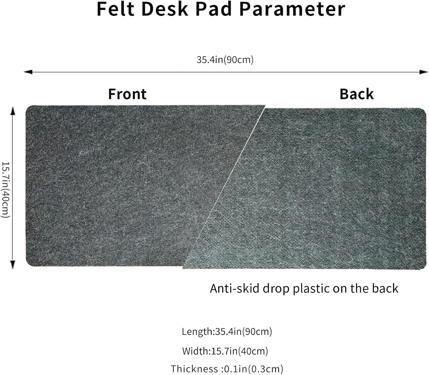 DAWNTREES Large Felt Desk Mat, 40''x16'' Full Keyboard and Mouse Pad for Office and Home, Computer Desk Mat for Desktop, Non-Slip Felt Desk Pad Protector