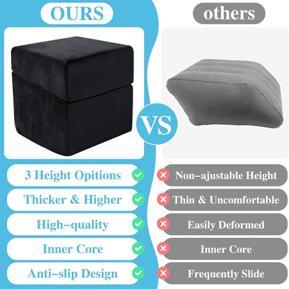 ROYALAY Adjustable Foot Rest Under Desk for Office, High-Density Foam Foot Rest with 3 Adjustable Heights, Ergonomic Footrest with Washable Cover for Home, Airplane, Travel(17 * 11 * 17in, Gray)
