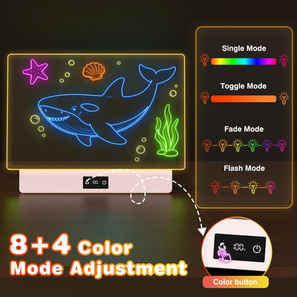 16" LED Drawing Board for Kids, USB-C Rechargeable Neon Glow Pad for Tracing & Creative Play,2000mAh Battery with 72h Runtime, Anti-Scratch 5H Acrylic Surface,7 Markers & A4 Tracing Paper Kit