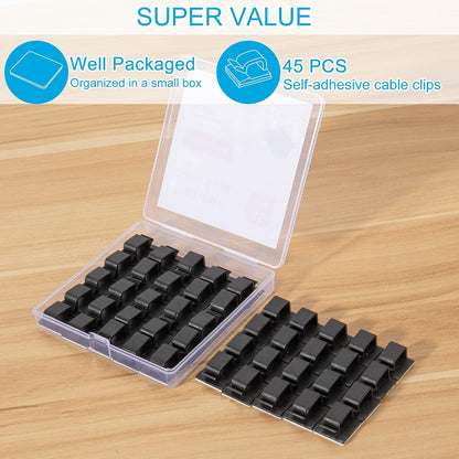 60 PCS Adhesive Cable Clips, Upgraded Wall Wire Clips for Cable Management, Strong Cord Clips Wire Holders for The Wall, Under Desk, Christmas Lights, Car, Dash Cam, Ethernet, Electric Wires Small