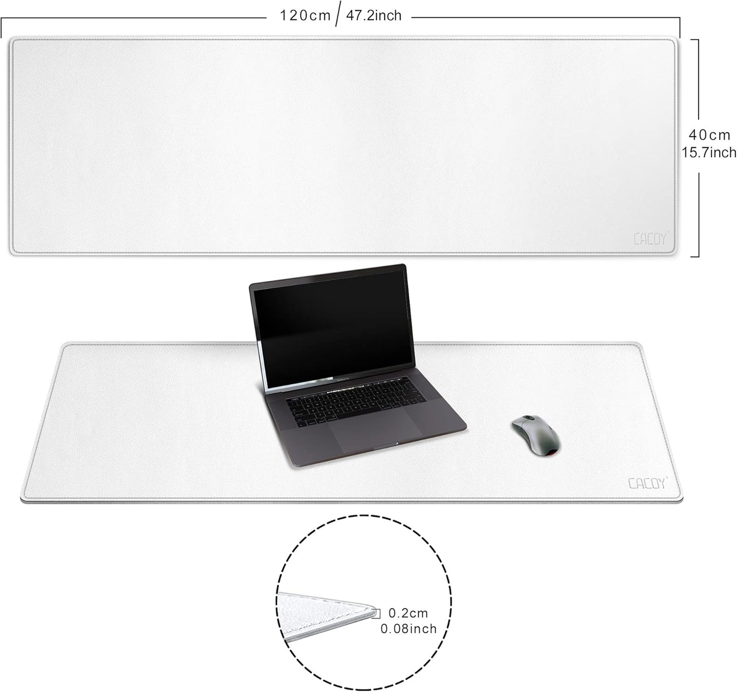 Cacoy 36" x 20" Leather Desk Mat for Home Office, Extra Large PU Leather Desk Pad Blotters, Waterproof Computer Keyboard Mat, Extended Gaming Mouse Pad, Desk Protector for Desktop and PC Laptop, Black