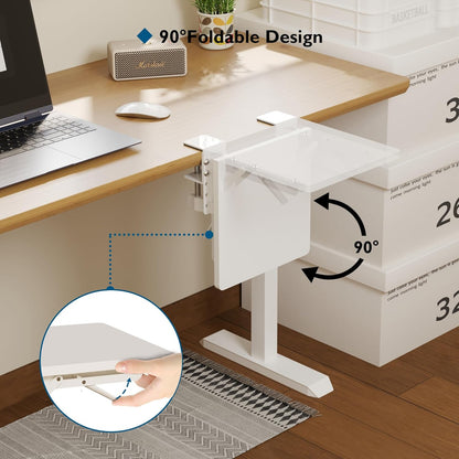 BONTEC Desk Extender Tray, 11.8"x5.9" Table Mount Arm Wrist Rest Shelf, 90°Foldable Elbow Support, Clamp on Computer Arm Rest for Desk, Office & Home Use, Durable & Easy to Install, Black Carbon Fiber