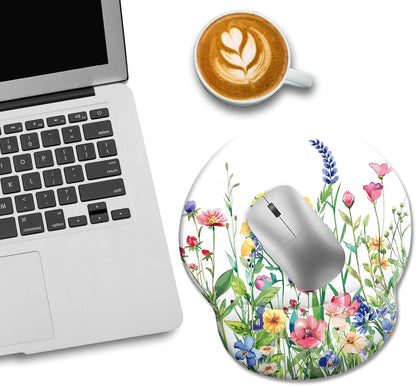 LIMKRIAN Cat Ergonomic Mouse Pad with Wrist Rest, Gaming Mouse Pad with Wrist Support, Funny Mouse Pads for Desk, Computer Mousepad with Non-Slip Pain Relief PU Base, Cute Office Desk Accessories