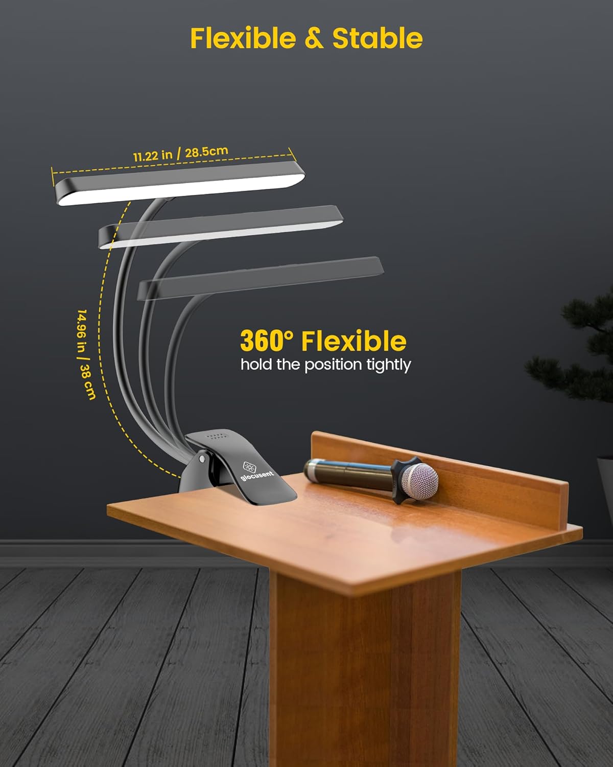 Glocusent Super Bright Eye-Caring Music Stand Light, Clip on Piano Lamp with 3 Colors & 5 Brightness Levels, 57 LEDs, USB-C Rechargeable, Lasts up to 140 Hrs, Perfect for Piano & Sheet Music