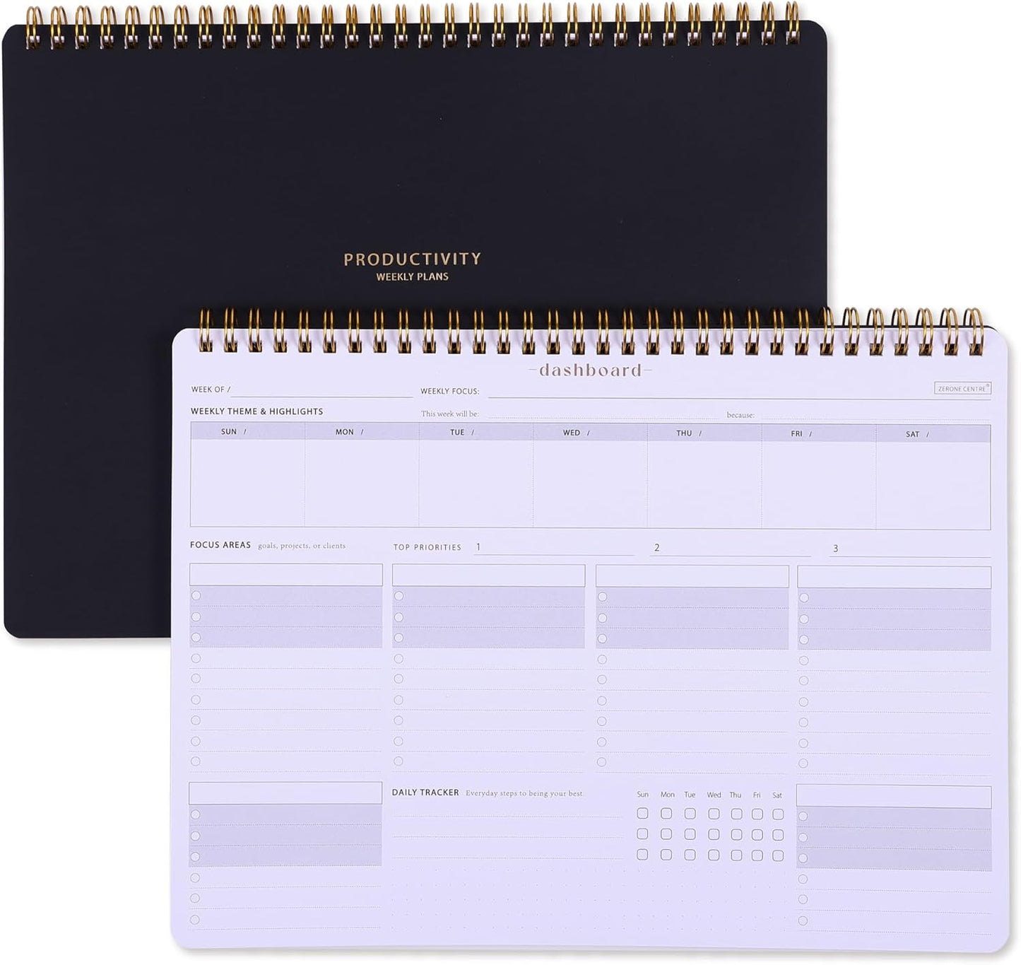 Sunday Start Weekly Planner with Habit Tracker - 8.5×11" Professional Productivity Tools to Organize Your Daily Tasks, Goals, Projects - Dashboard Desk Pad - ADHD To-Do List Notepad