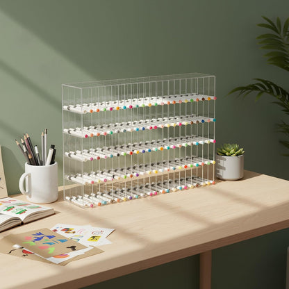 Colingmill Acrylic Marker Organizer for 480 Markers, Extra Large Art Marker Storage Rack for Desk, Durable Pencil Holder Desk Storage for Artists Teachers Students Office Birthday Gifts(Large)