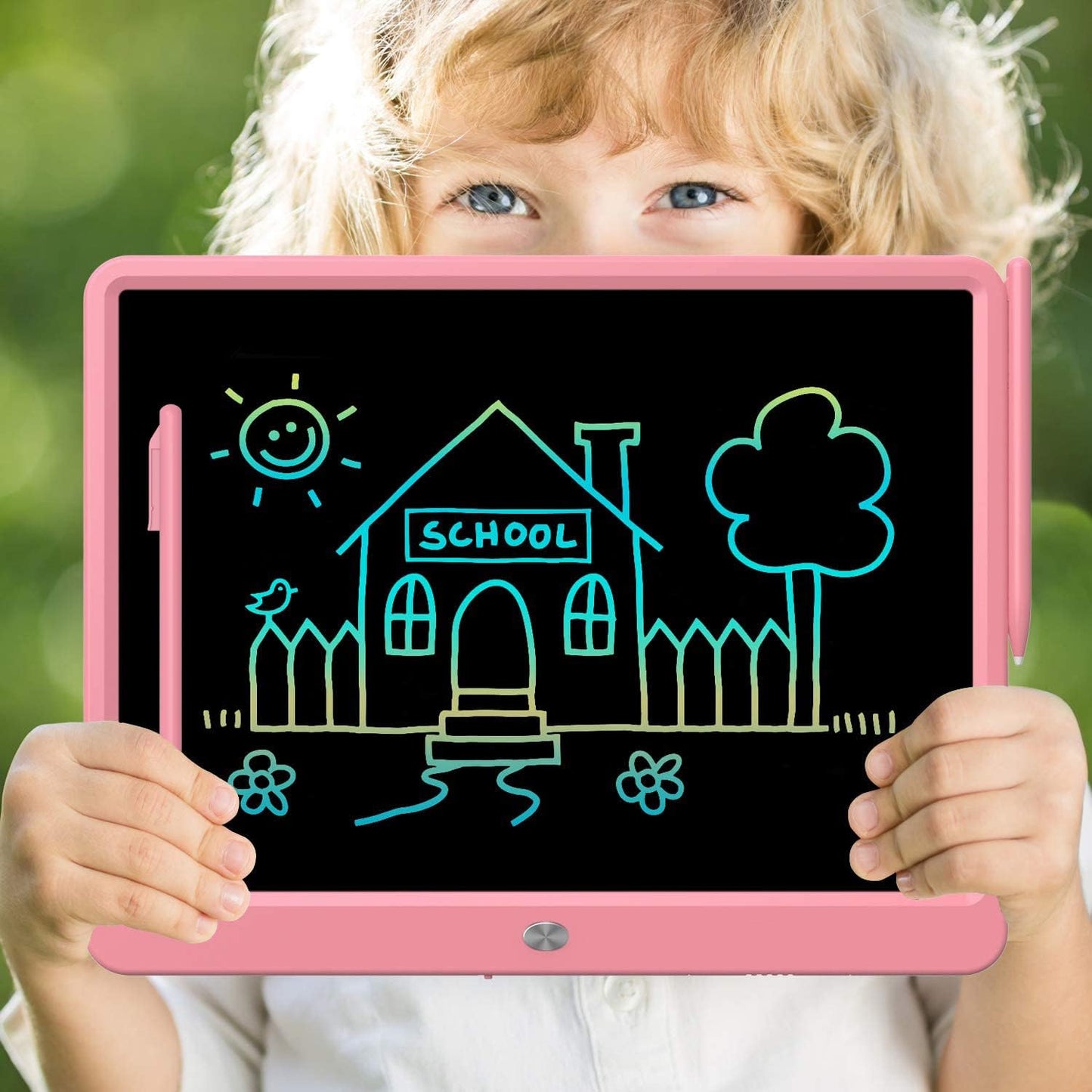 FLUESTON LCD Writing Tablet for Kids, 10 Inch Doodle Board, Colorful Drawing Pad for Toddler, Educational Travel Toy Gifts for 3-8 Year Old Girls Boys, Erase Lock Writing Board - Pink