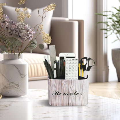 Round Leather Art Supply Organizer,Remote Control Holder,360 Degree Rotating,Multi-Functional Pencil Holder,4 Compartments Desktop Stationary Organizer(1-Fractal Flower) | Round - Colors A