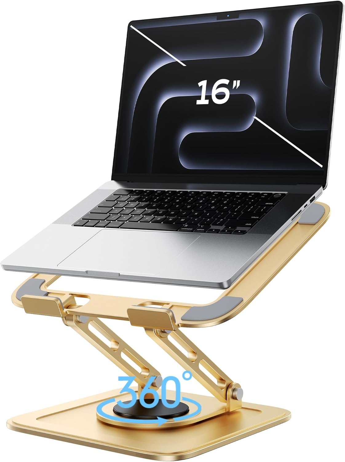 LOXP Adjustable Laptop Stand, Computer Stand with 360 Rotating Base, Ergonomic Laptop Riser Mount for Desk Foldable Protable Computer Desk Fits with MacBook Pro Air (10-16") - Pink