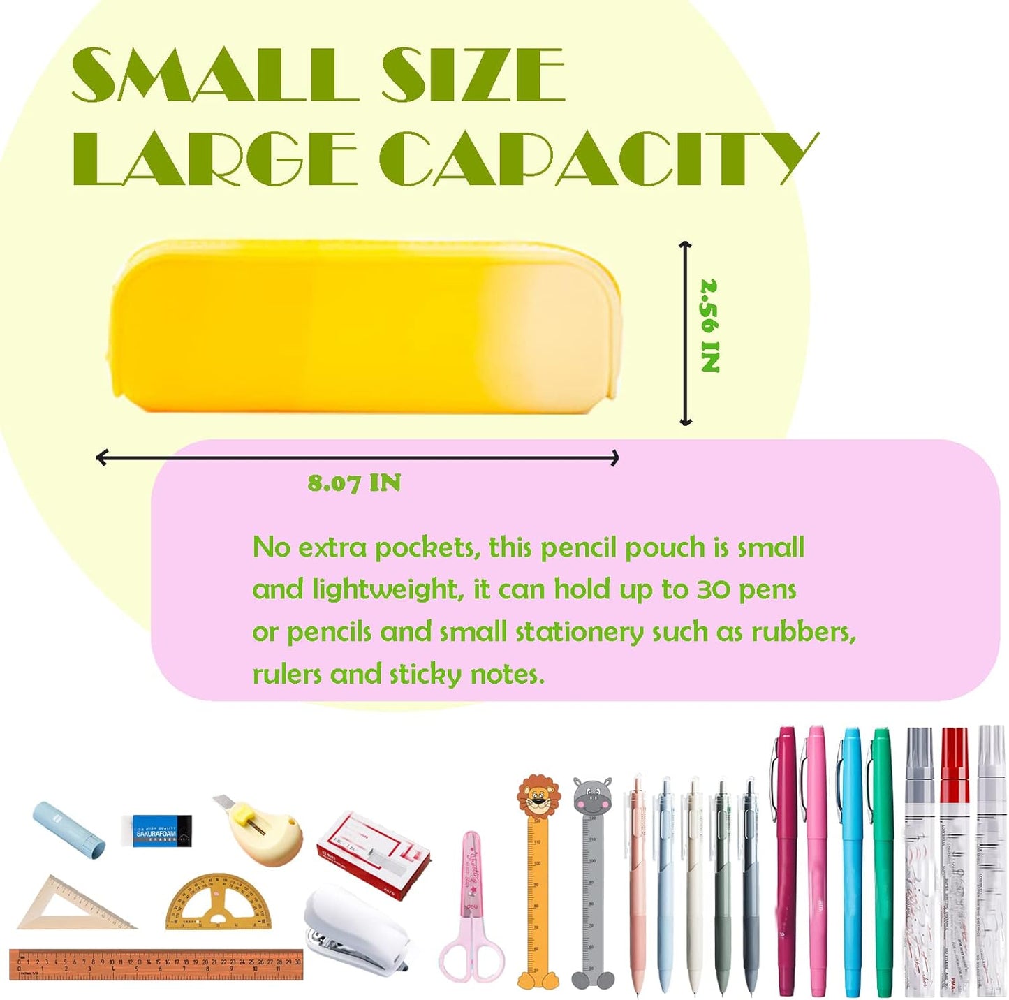 minimaliving Pencil Case,Colorful Silicone Waterproof Pencil Pouch Aesthetic Lightweight&Portable Pen Bag Stylish Small Office Supplies for Adults,Women and Men(Blue)
