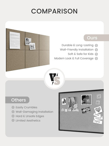 Bumusty Large Cork Board Alternative-48 x 36" Felt Bulletin Board Tiles, with 30 Pushpins, 70 Adhesive Tabs, Bold-Stripe 12-Pack, Cork Boards for Office Push Pin Board Felt Board-Carbon Blue