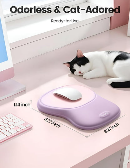 meatanty Mouse Pad with Wrist Rest, Ergonomic Mouse Wrist Support, Desk Mouse Mat Computer Accessories, Soft Memory Foam Palm Hand Pain Relief, Non-Slip Laptop Cushion, Office Home Gaming Black Blue