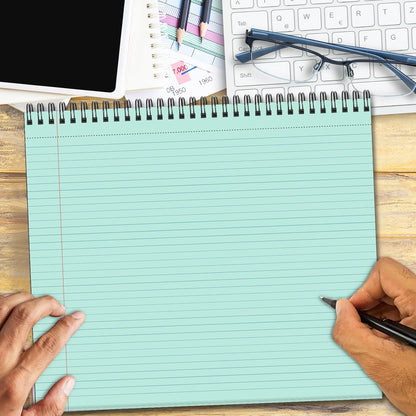 gisgfim 6 Packs 9.5" x 11" Landscape Note Pads College Ruled Notebooks Perforated Notepads 40 Sheets Punched Top Spiral Bound Notebooks 80GSM Lined Notepads for School,Office,Home (Neutral Color)