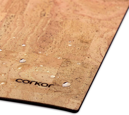 Corkor Cork Desk Pad – Table Mat - Vegan Leather – Cruelty Free – Eco Friendly - Light Brown