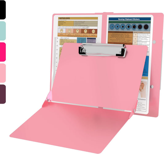Nursing Clipboard with Nursing and Medical Edition Cheat Sheets Nursing School Essentials - Aluminum Foldable Nurse Clip Boards Essential Accessory for Efficient Patient Care (Mint)