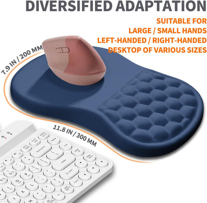 Ergonomic Joint Wrist Support Mouse Pad with Memory Foam Cushion Massage Bump, Carpal Tunnel Pain Relief Mousepad Slope Design for Wrist Rest, 11.8x7.9 in, Black