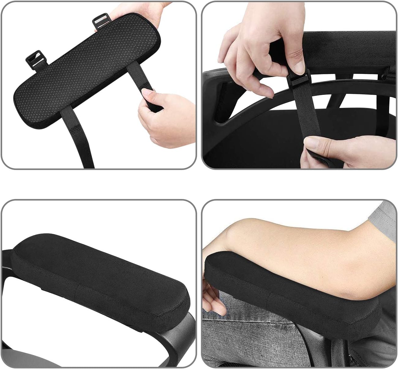 MOSISO Chair Armrest Pads (2 Pack), Memory Foam Home/Office Chair Arm Rest Covers Comfy Computer Gaming Elbow Cushion Removable Washable Elbow Support Forearm Pressure Relief, Black