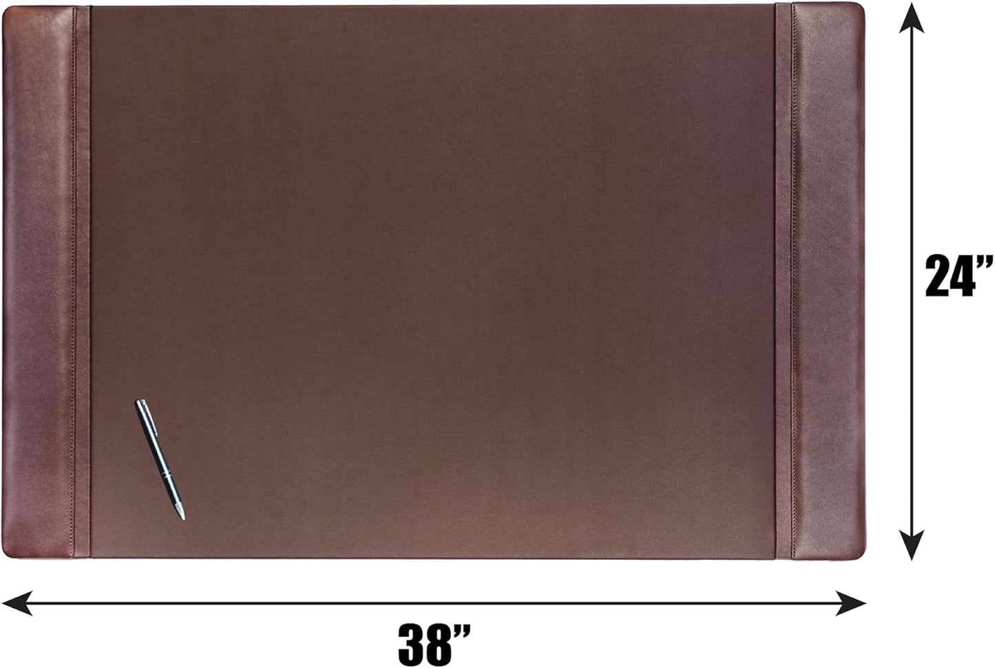 DACASSO Leather Desk Pad with Side Rails - Luxury Leather Desk Blotter for Writing - Executive Desk Surface Protector - (Chocolate Brown, 25.5 x 17.25”)