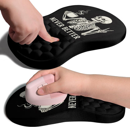 Ergonomic Joint Wrist Support Mouse Pad with Memory Foam Cushion Massage Bump, Carpal Tunnel Pain Relief Mousepad Slope Design for Wrist Rest, 11.8x7.9 in, Black