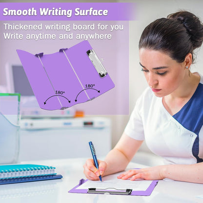 Clipboard Foldable Without Edition Cheat Sheets Aluminum 3 Layers Foldable Clipboards Pocket Size Profile Clip Clipboards Notepad for Students, Nurses,Contractor Trucker Driver