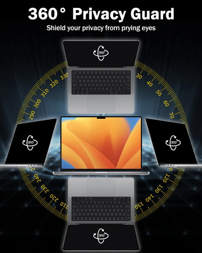 F FORITO 16 Inch 16:10 360° Laptop Privacy Screen Protector, Anti Peeping and Anti Glare Laptop Privacy Shield, Reduce Eye Strain & Eye Protection