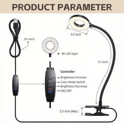 LED Clip On Book Light Desk Lamp with 3 Color Modes,10 Brightness Levels Flexible Arm Night Light,USB Powered Eye-Care Bedside Reading Light for Kids Books in Bed, Table Lamp for Home Office Dorm