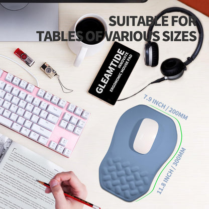 Ergonomic Raised Mouse Pad Wrist Support with Bilateral Slope Memory Foam Mousepad for Wrist Rest and Carpal Tunnel Pain Relief 11.8x7.9〃 Black