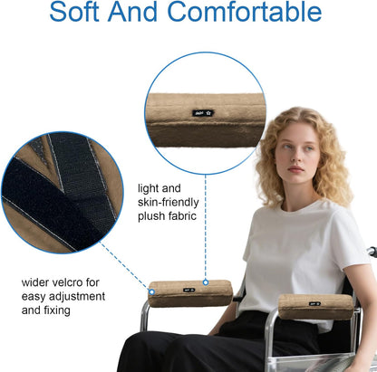 SPRING SEAON Wheelchair Armrest Covers 2 Pack Soft Memory Foam Wheelchair armrest Pads Wicking Washable for Office Transport Chair (Black)