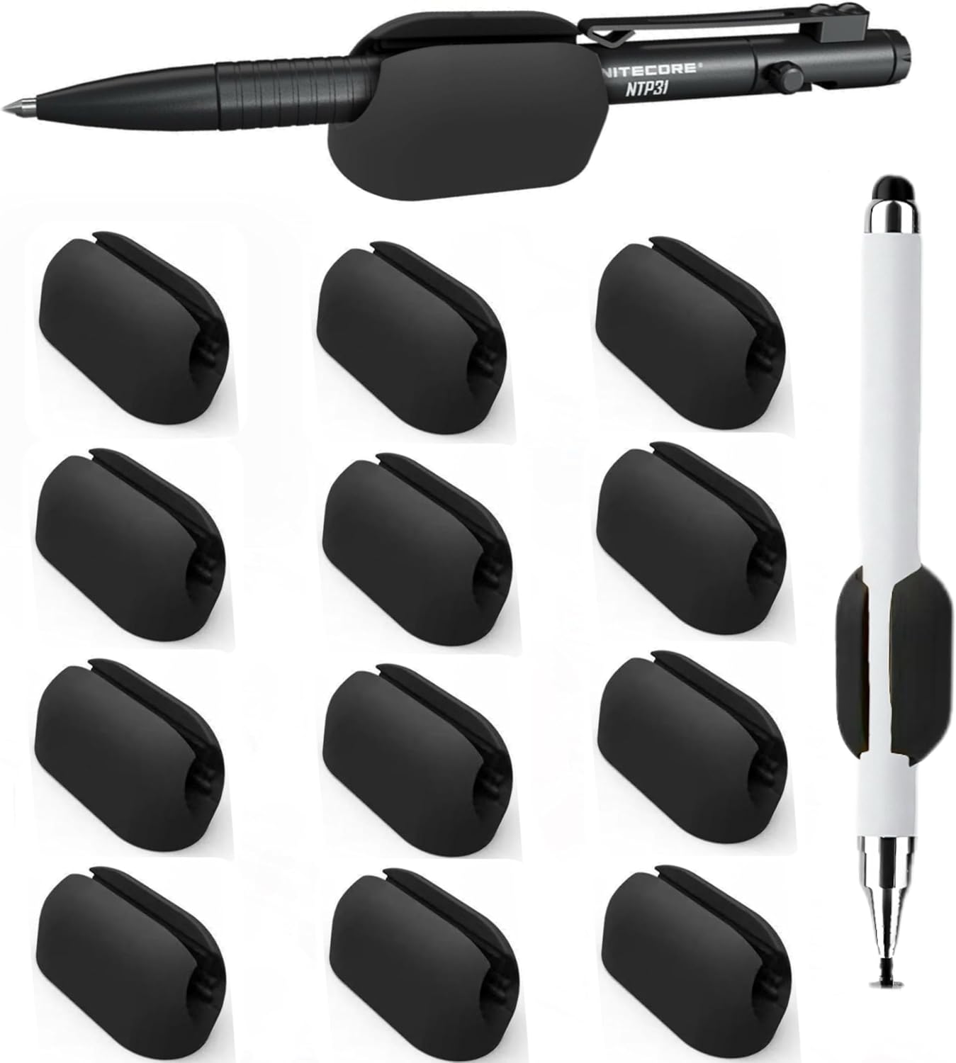 Rgar Pencil Holders,Silicone Pen Holde,Stylus pencil holder, pencil storage，Silicone Pen Holders for Clipboard,Sticky Pen Holder for Desk, Office Teacher Supplies Stylus Holder (black12)