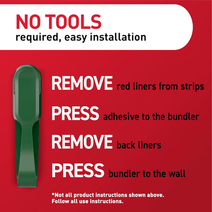 Command Cord Bundlers, Plastic, Damage-Free Organizer, No Tools for Electrical Cables, 6 Gray Bundlers and 12 Strips