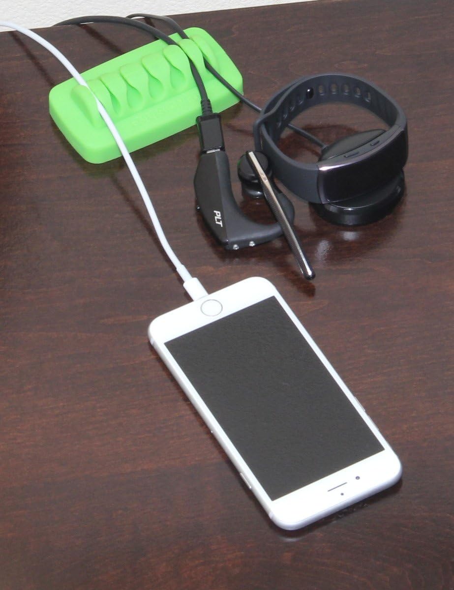 Desktop Cable Organizer, Weighted, Eco-Friendly Silicone, No Bad Smell, Bundled with 4 Reusable Cable Ties (Black)