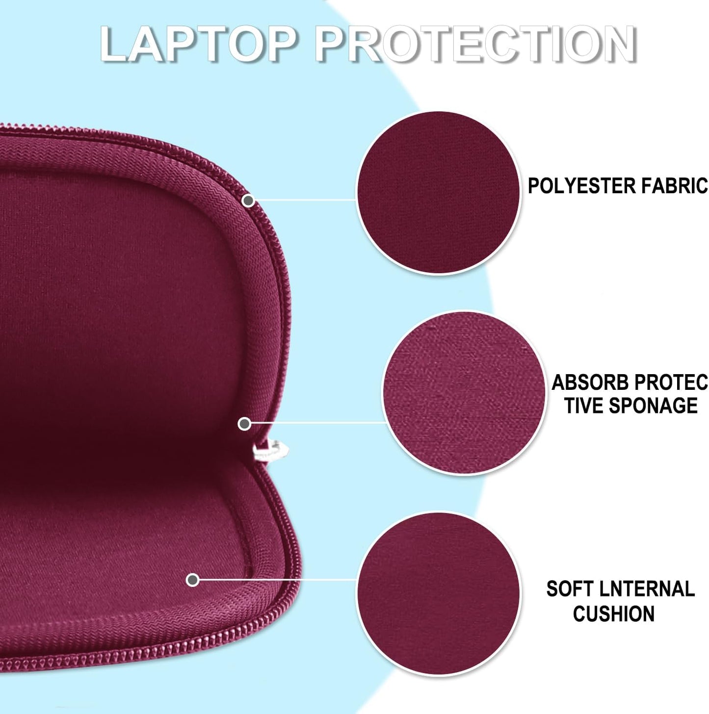 Laptop Sleeve Case 14 inch, Shockproof Protective Laptop Cover Briefcase Carrying Computer Bag with Accessory Pocket Portable Computer Sleeve for 14" MacBook, HP, Dell, Lenovo, Acer, Black