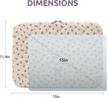 Puffy Laptop Sleeve 13 Inch Cute Quilted Laptop Protective Case Padded Floral Computer Sleeve for MacBook (A-Blue, 13 Inch)