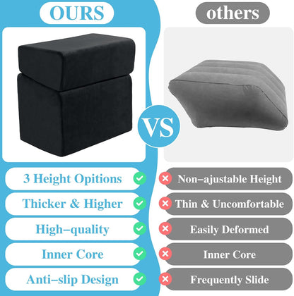 ROYALAY Adjustable Foot Rest Under Desk for Office, High-Density Foam Foot Rest with 3 Adjustable Heights, Ergonomic Footrest with Washable Cover for Home, Airplane, Travel(17 * 11 * 17in, Gray)