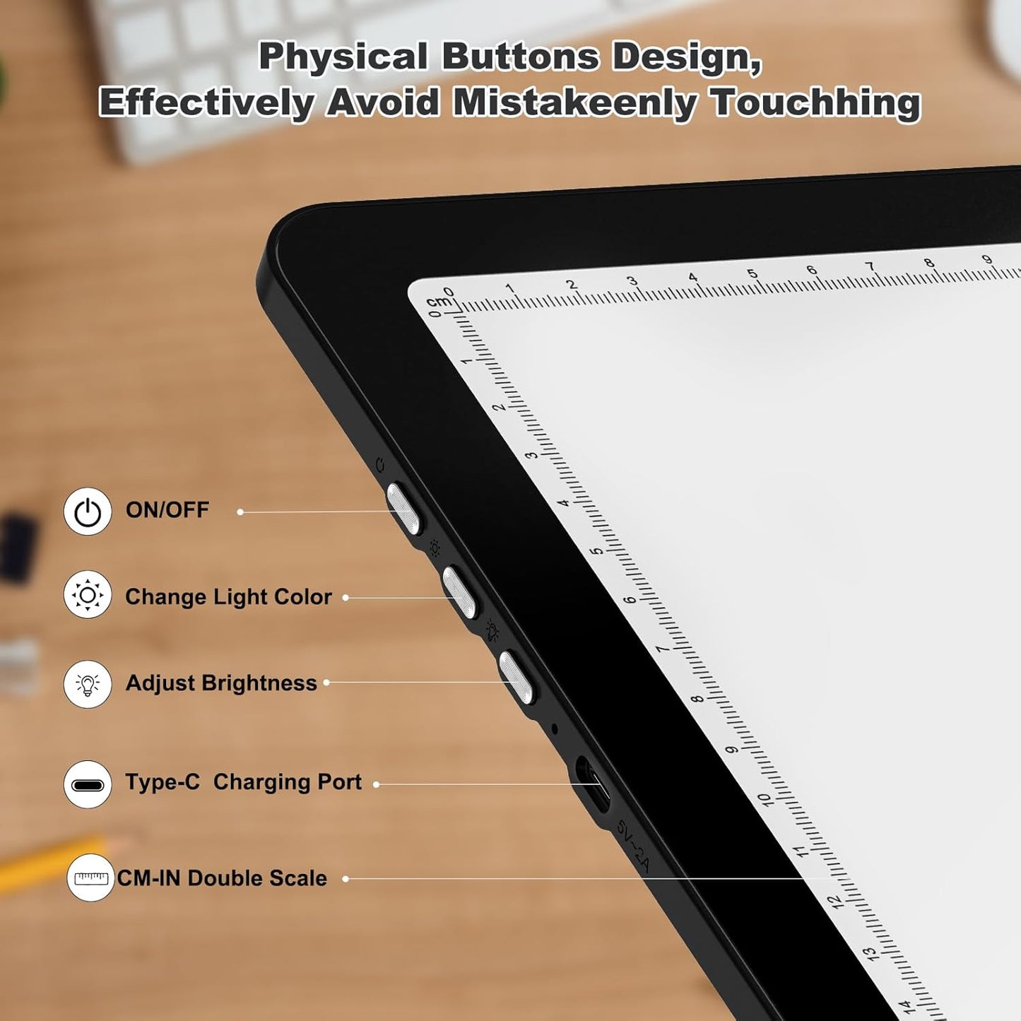 Elice Rechargeable A3 Light Pad for Diamond Painting, Magnetic LED Light Board with Physical Button, Super Bright Diamond Art Light Pad, Ultra-Thin Light Box for Tracing, Weeding Vinyl, Artists -Black