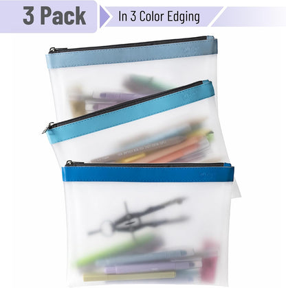 Mr. Pen- Clear Pencil Pouch, 8.50"x4.25", 3 Pack, Durable TPU Material, Medium Water-Resistant Pencil Bags with Smooth Zipper, Multipurpose Clear Pouch for Stationery, School, Office, Travel Supplies
