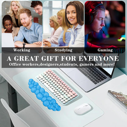 Gel Cloud Keyboard and Mouse Wrist Rest, Cute Wrist Support and Arm Support Keyboard Rest for Keyboard and Mouse Typing Pain Relief，Suitable for Office/Computer/Laptop/Gaming（White）