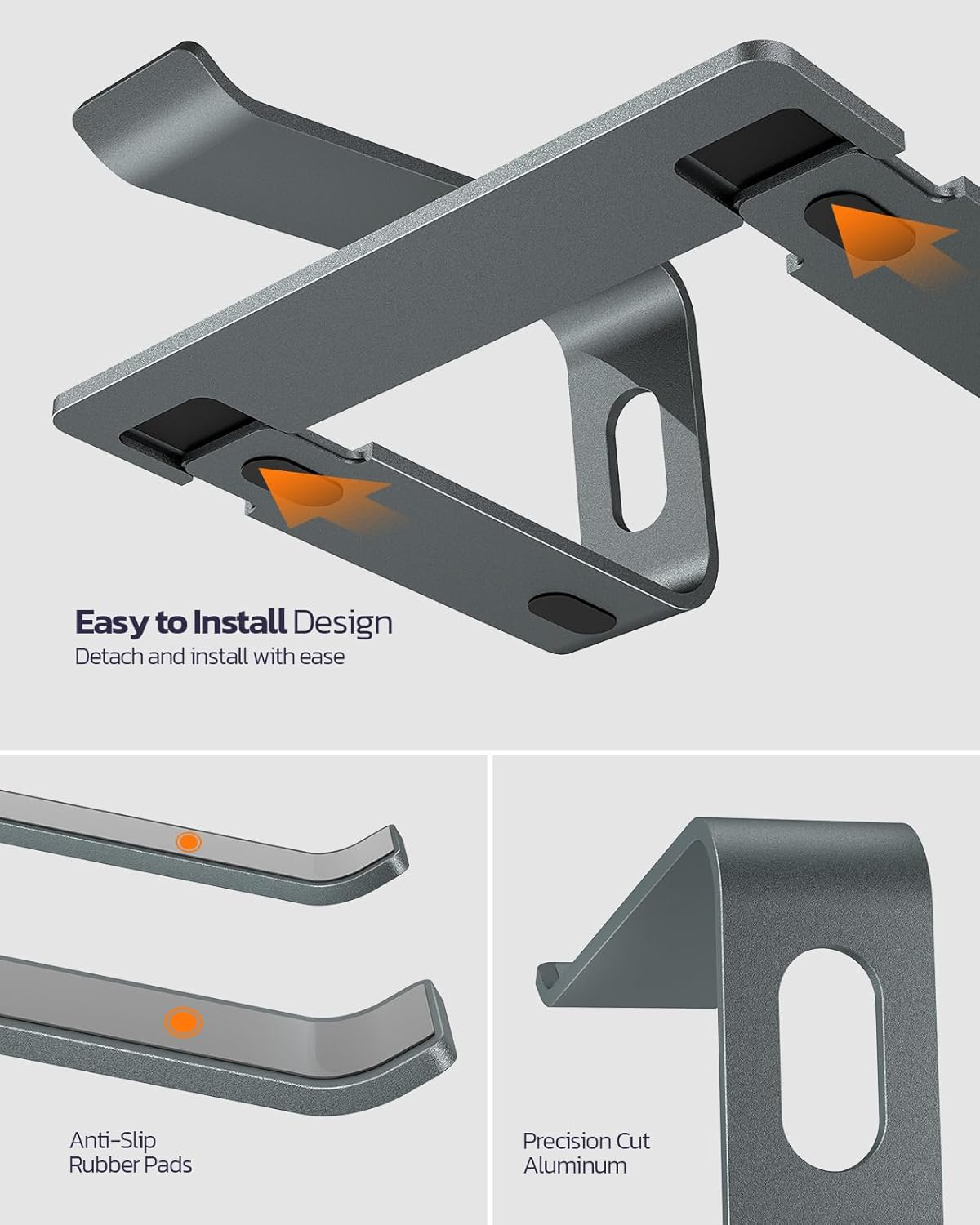 Nulaxy All-Aluminum Laptop Stand for Desk, Ergonomic Detachable Ventilated Cooling Computer Riser, Anti-Slip Design Notebook Holder Compatible with All 10-16" Laptops (MacBook, Dell XPS, HP, Lenovo)