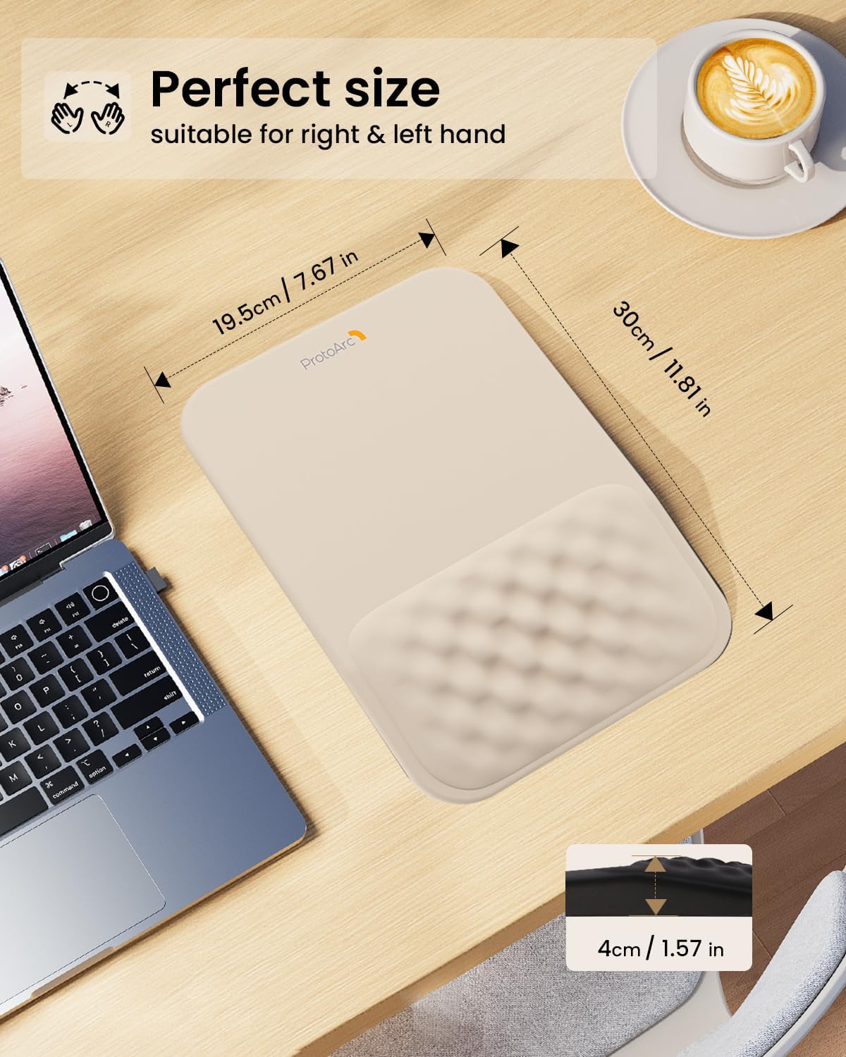 ProtoArc Ergonomic Mouse Pad with Wrist Rest, MP50 Mousepad with Massage Design, Soft Memory Foam and Non-Slip PU Base for Pain Relief, Desk, Home, Office, 12x8 Inches, Black