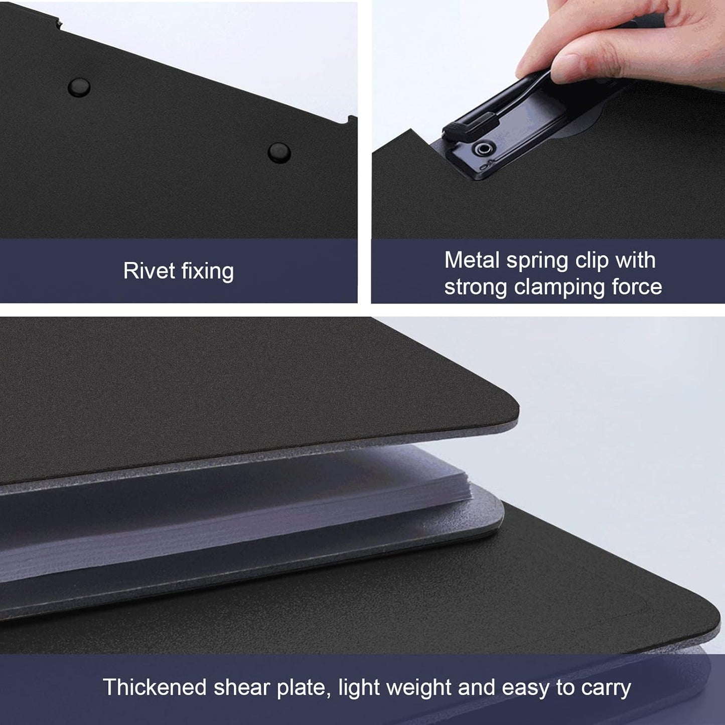 CATOOMUU Clipboard Folder 5 Pack Black Flip Cover Metal Clip, 360° Foldable Writing Board, Frosted PP Letter/A4 Size, Portable File for Office Nurse Teacher Student Contractor Home School