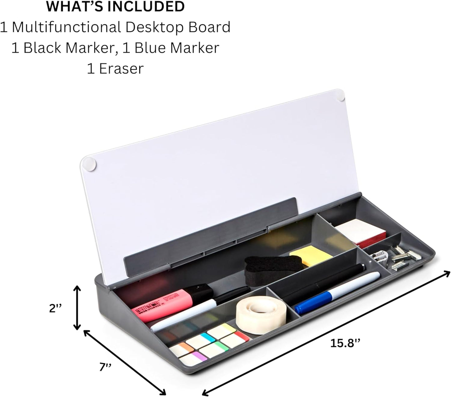 GAROOD Desktop Whiteboard with Storage Desk White Board Desk Board Glass White Board with Stand Home Office Organizer Phone Holder 15.8X7X2 inches