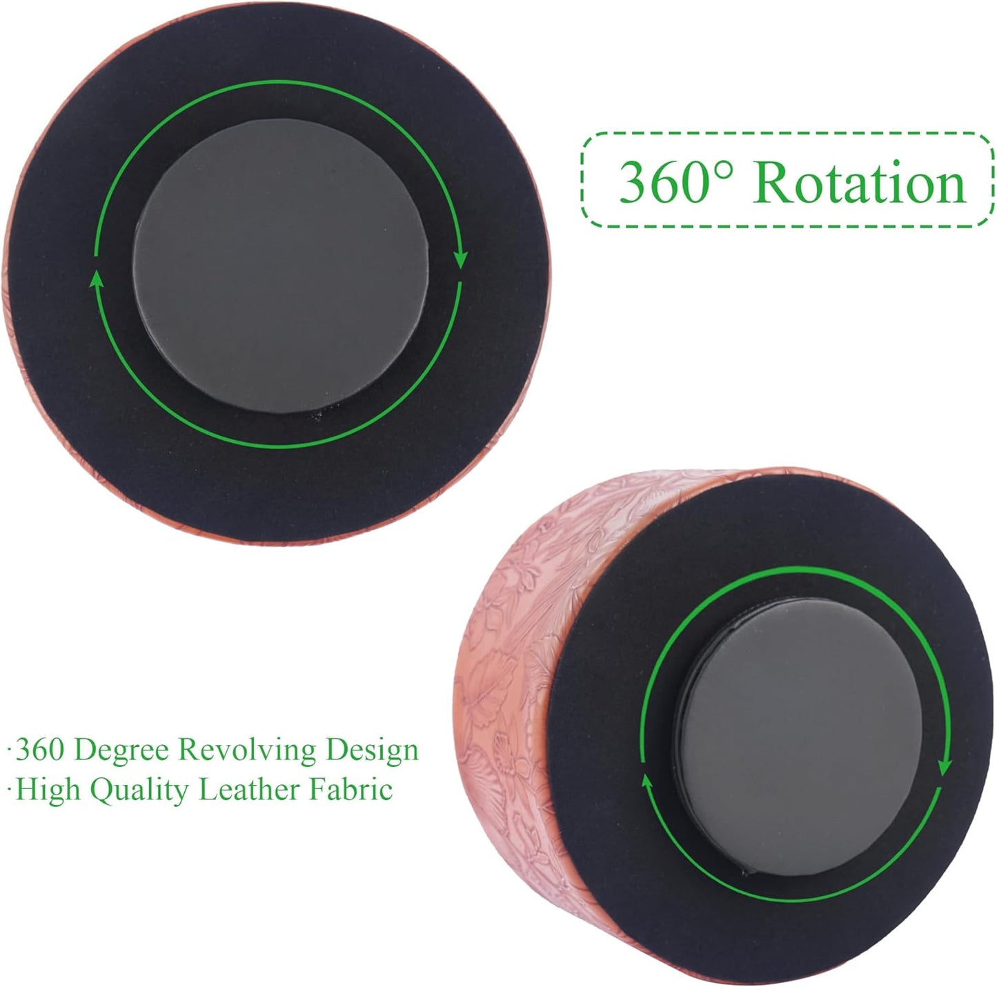 Round Leather Art Supply Organizer,Remote Control Holder,360 Degree Rotating,Multi-Functional Pencil Holder,4 Compartments Desktop Stationary Organizer(1-Fractal Flower) | Round - Colors C