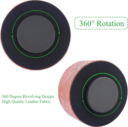 Round Leather Art Supply Organizer,Remote Control Holder,360 Degree Rotating,Multi-Functional Pencil Holder,4 Compartments Desktop Stationary Organizer(1-Fractal Flower) | Round - Colors C
