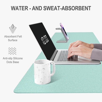 Auhoahsil Felt Desk Mat, Minimalist Large Mouse Pad XXL 35.5 x 15.7 in, Desk Matt for Desktop, Keyboard, Laptop, Computer, Office, Work from Home, Gaming, White