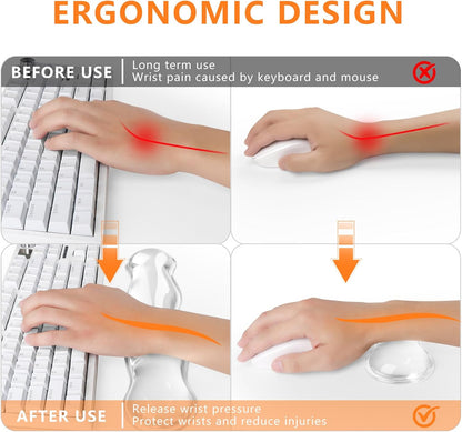 Gel Cloud Keyboard and Mouse Wrist Rest, Cute Wrist Support and Arm Support Keyboard Rest for Keyboard and Mouse Typing Pain Relief，Suitable for Office/Computer/Laptop/Gaming（White）