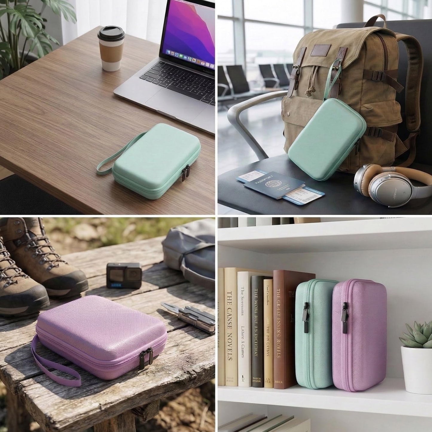Hard Travel Electronic Organizer Case for MacBook Power Adapter Chargers Cables Power Bank Apple Magic Mouse Apple Pencil USB Flash Disk SD Card Hard Drive Waterproof Shockproof Carrying Bag, Black