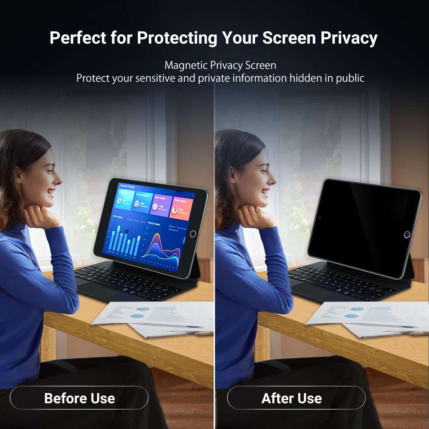 [2-Pack] Privacy Screen For Computer Monitor, 27-Inch 16:9 Aspect Ratio; Anti Spy/Bule Light/Glare And Eye Protection, 2 Install Ways Removable For Office, Airport, Cafe And Other Public Area; Diagonal 27 Inches, Width 23.53 Inches, Height 13.24 Inches