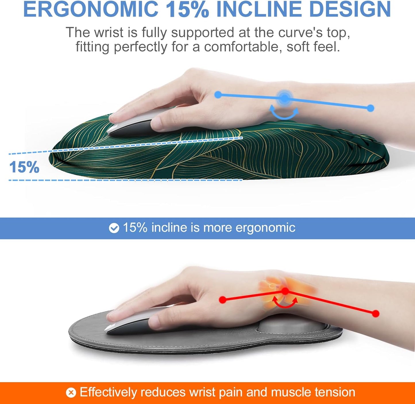 Mouse Pad with Wrist Rest, Comfortable Keyboard Wrist Rest, Memory Foam Wrist Rest for Computer Keyboard, Ergonomic Mouse Pad Set for Easy Typing & Pain Relief for Office Black